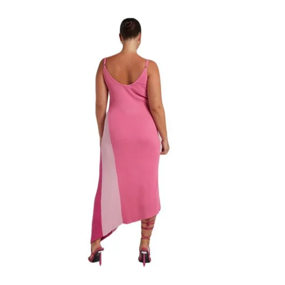 Showpo  CLAUDIA KNIT DRESS WITH GODET SIDE PANEL IN PINK - Picture 3 of 3